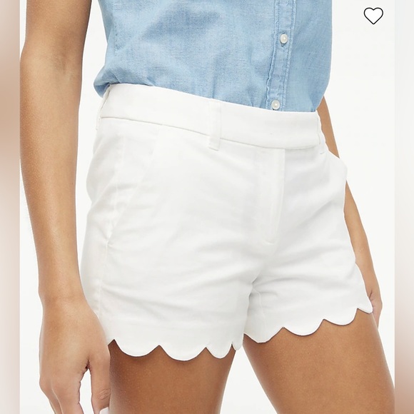 Sold out online! Women’s J.Crew white scalloped shorts. - Picture 2 of 6